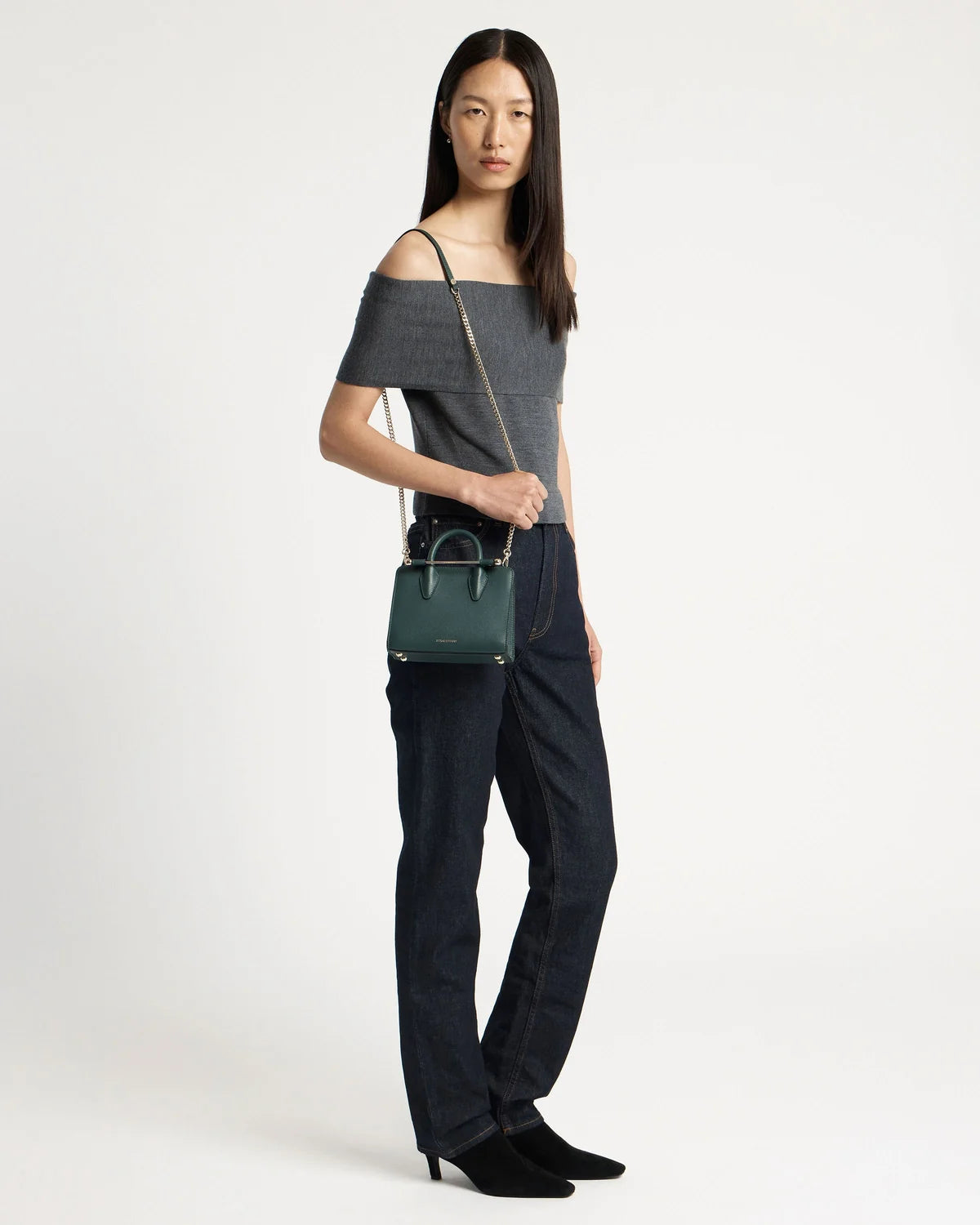 Strathberry Nano Tote  -  Bottle Green