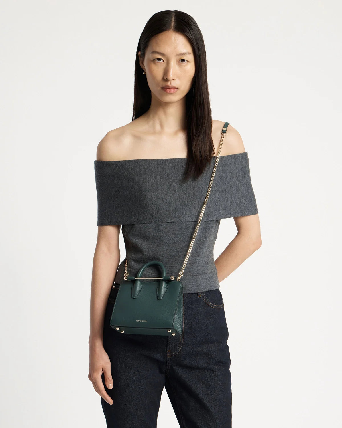 Strathberry Nano Tote  -  Bottle Green