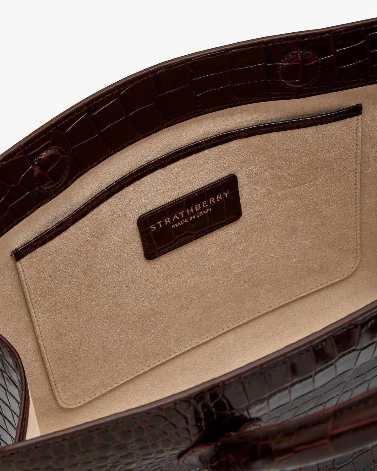 Strathberry Midi Tote  - Croc-Embossed Burgundy