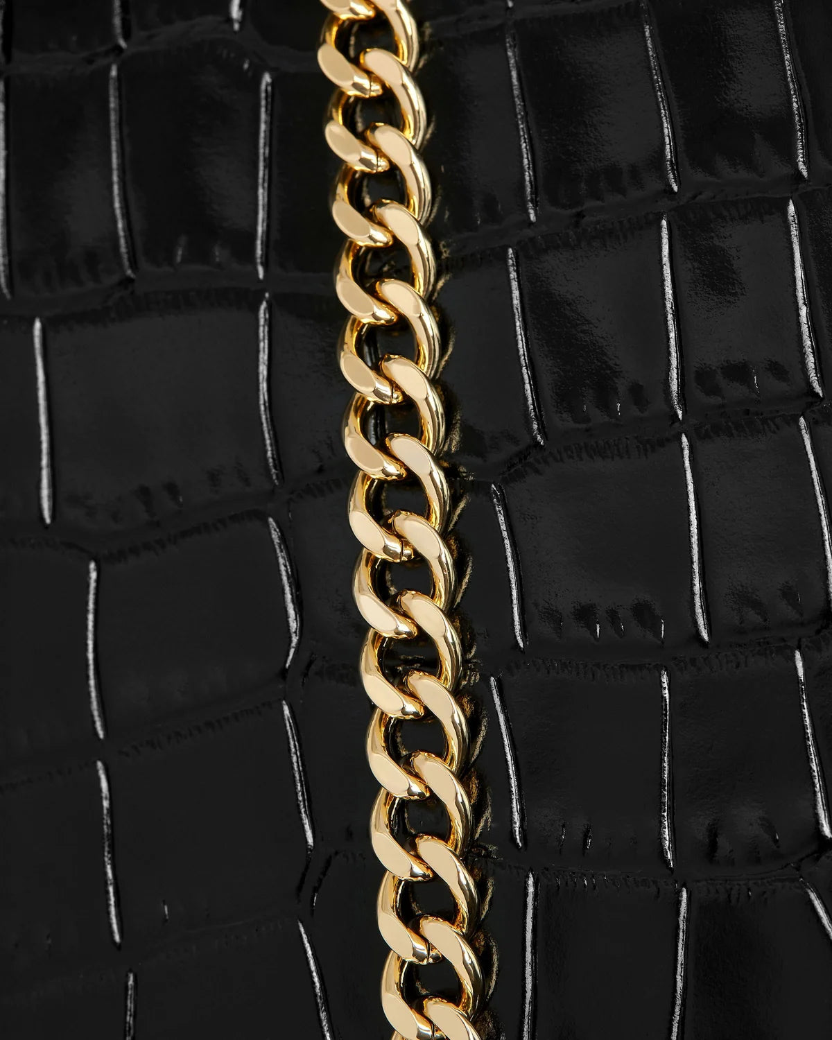 Strathberry Mini Tote  -  Croc-Embossed Black
