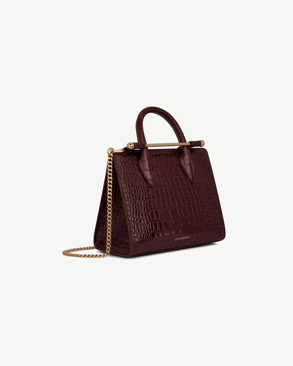 Strathberry Mini Tote  -  Croc-Embossed Burgundy