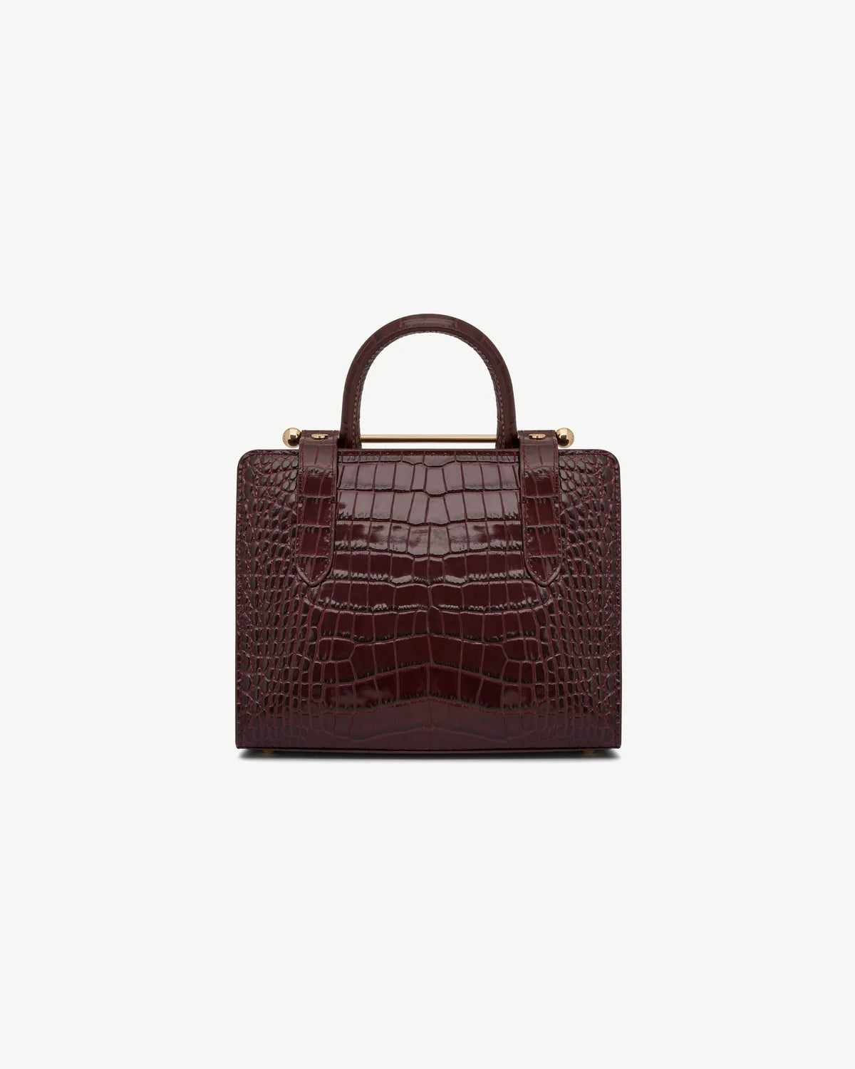Strathberry Mini Tote  -  Croc-Embossed Burgundy
