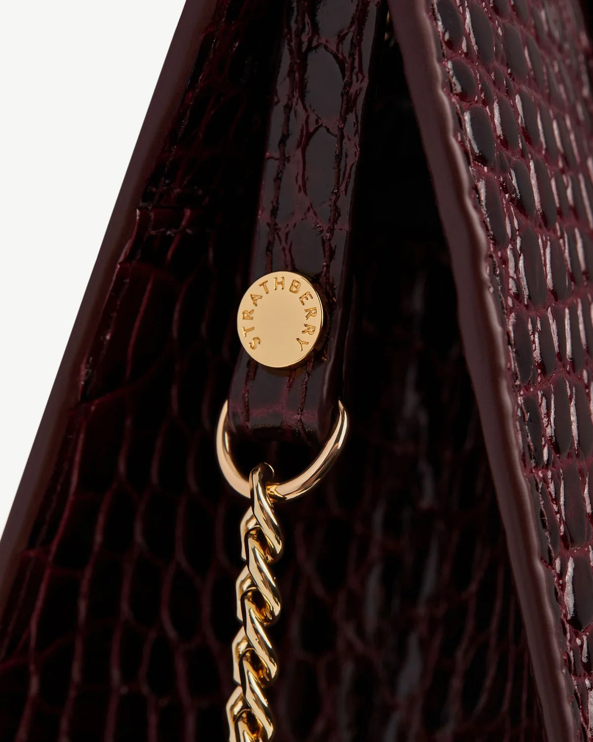 Strathberry Mini Tote  -  Croc-Embossed Burgundy