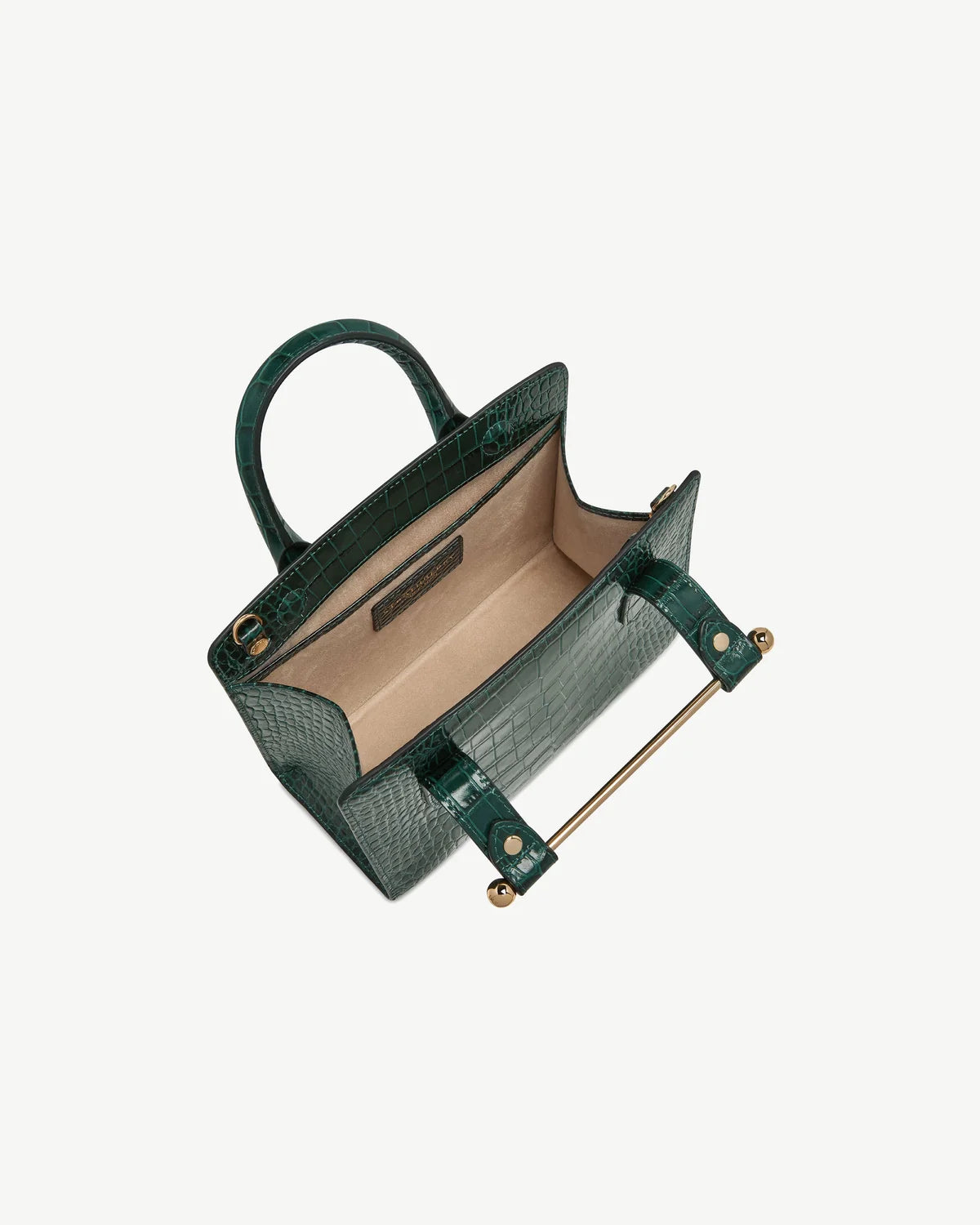Strathberry Mini Tote  -  Croc-Embossed Bottle Green