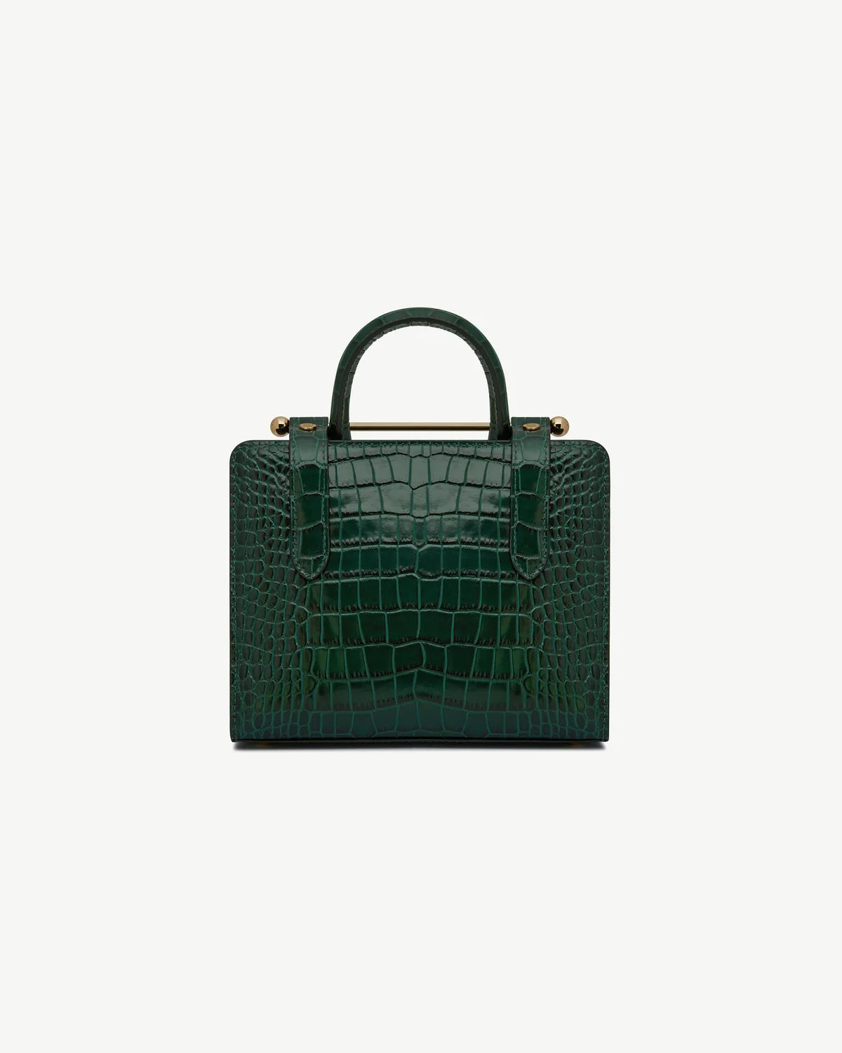 Strathberry Mini Tote  -  Croc-Embossed Bottle Green