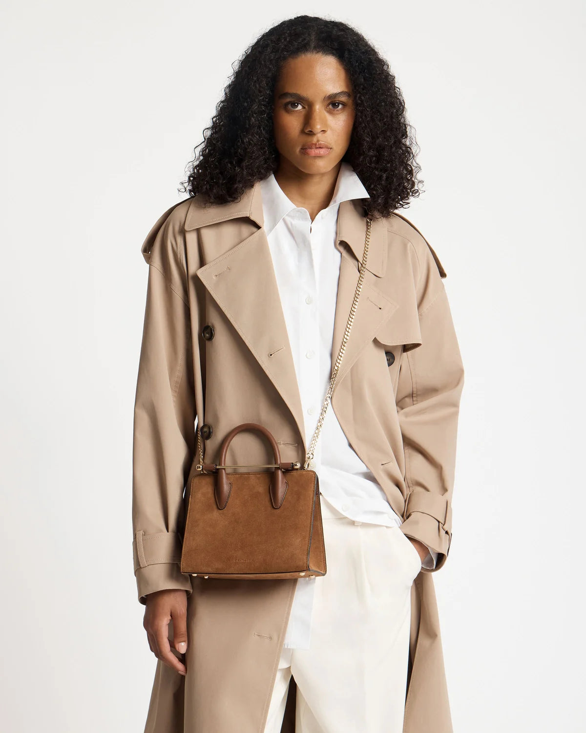 Strathberry Mini Tote  -  Tan Suede