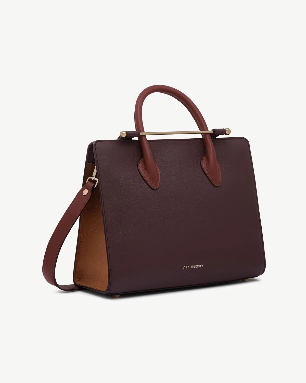 Strathberry Midi Tote  - Burgundy/Walnut/Chestnut