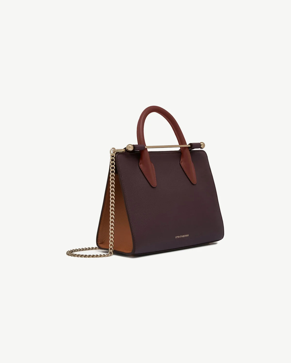 Strathberry Mini Tote  -  Burgundy/Chestnut/Walnut