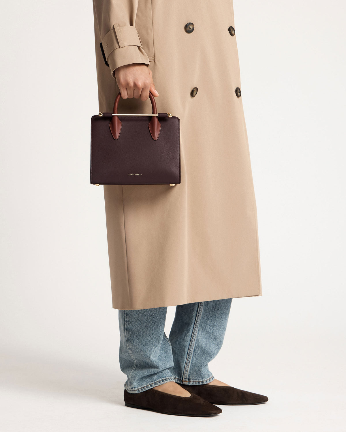 Strathberry Mini Tote  -  Burgundy/Chestnut/Walnut