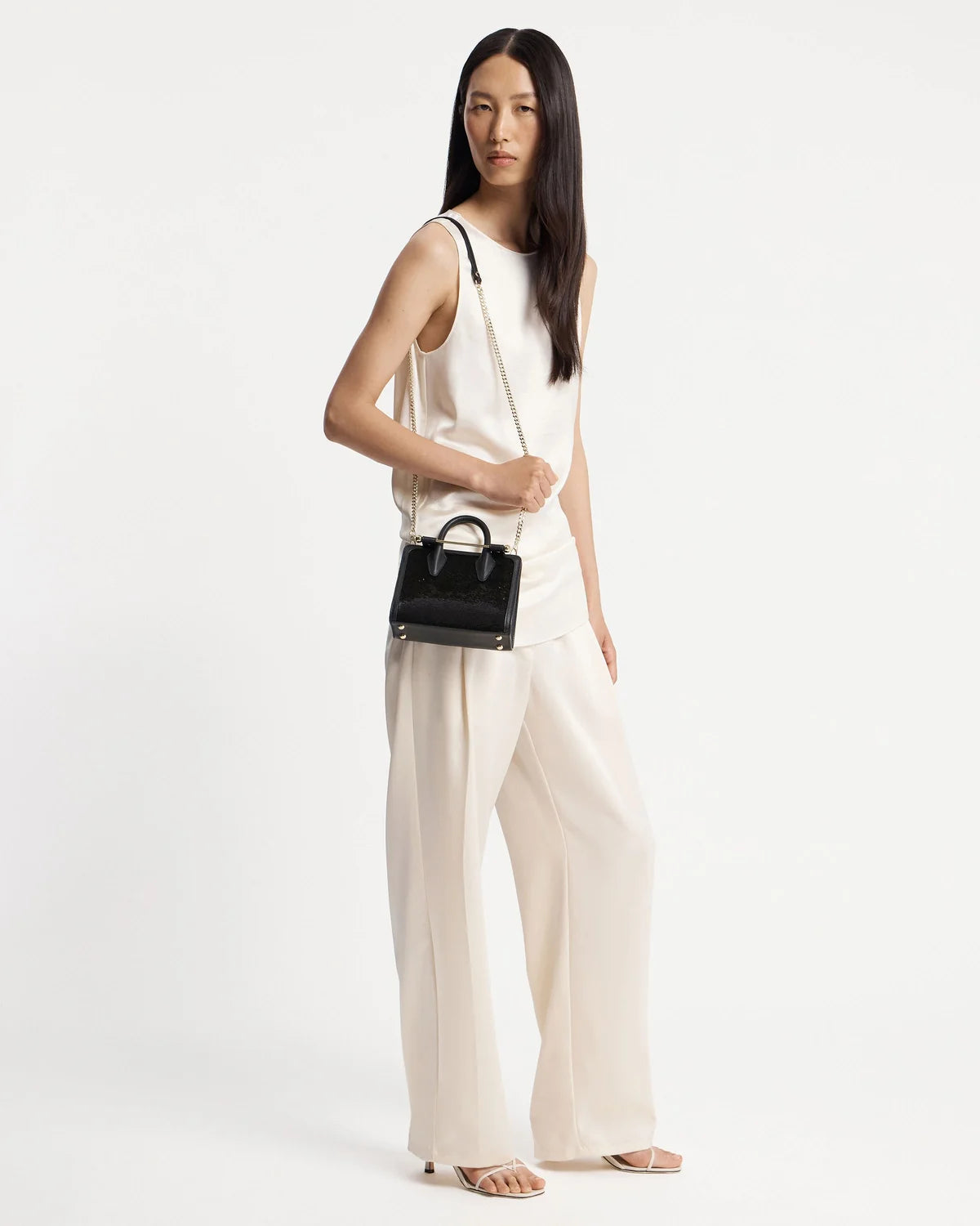 Strathberry Nano Tote  -  Black Sequins