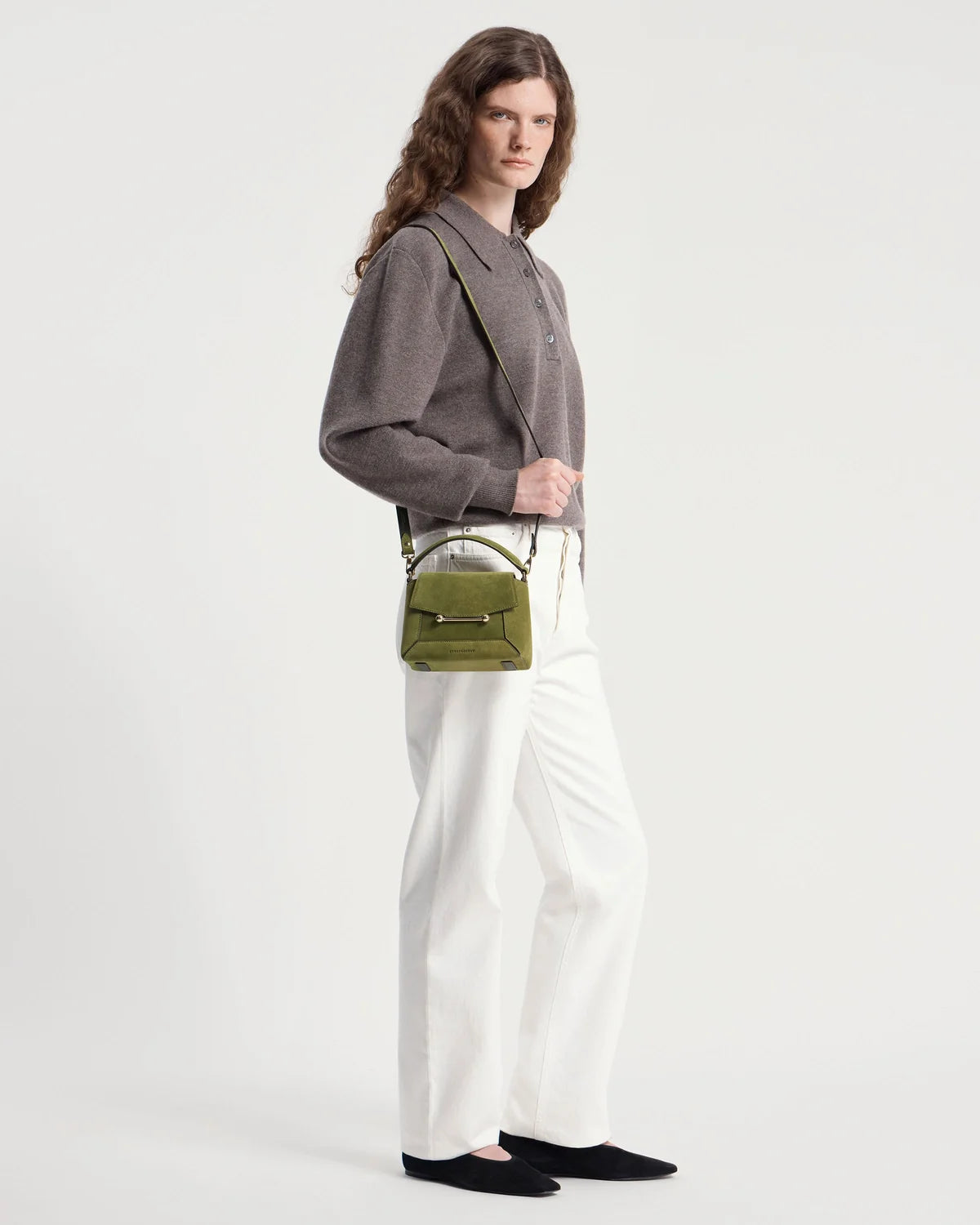 Strathberry Mosaic Nano  -  Lime Suede/Khaki