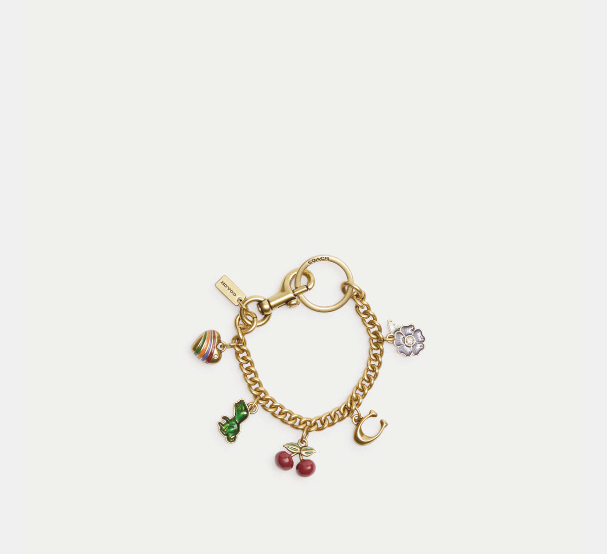 Coach Motif Chain Bag Charm  -  metal/Brass/Multi