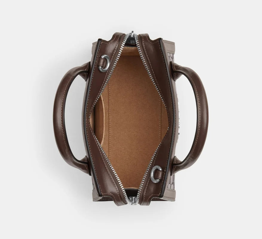 Coach Andrea Carryall Bag In Signature Jacquard Silver/Oak/Maple