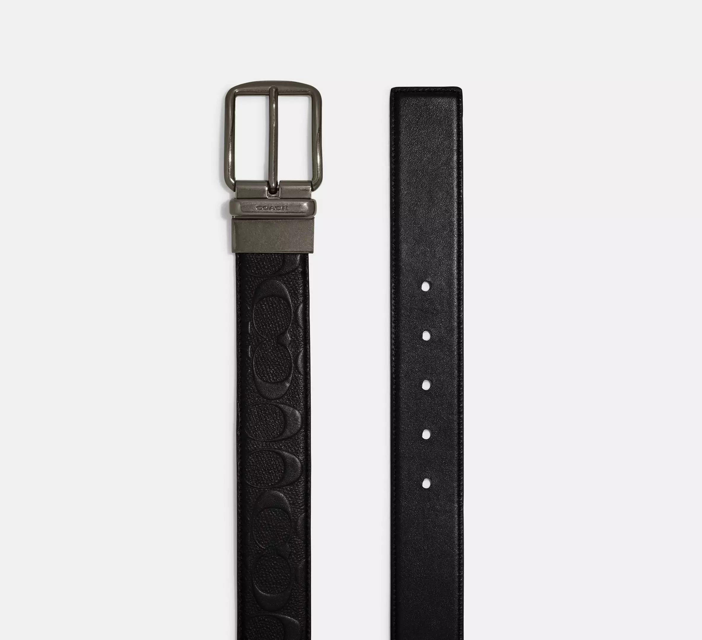 Coach Harness Buckle Cut-To-Size Reversible Belt, 38 Mm  -  Black