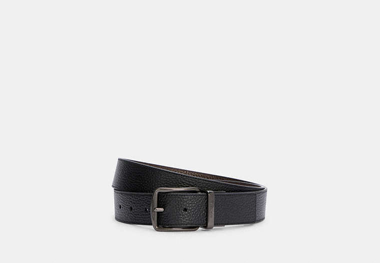 Coach Boxed Harness Buckle Cut To Size Reversible Belt, 38 Mm  Black Dark Brown
