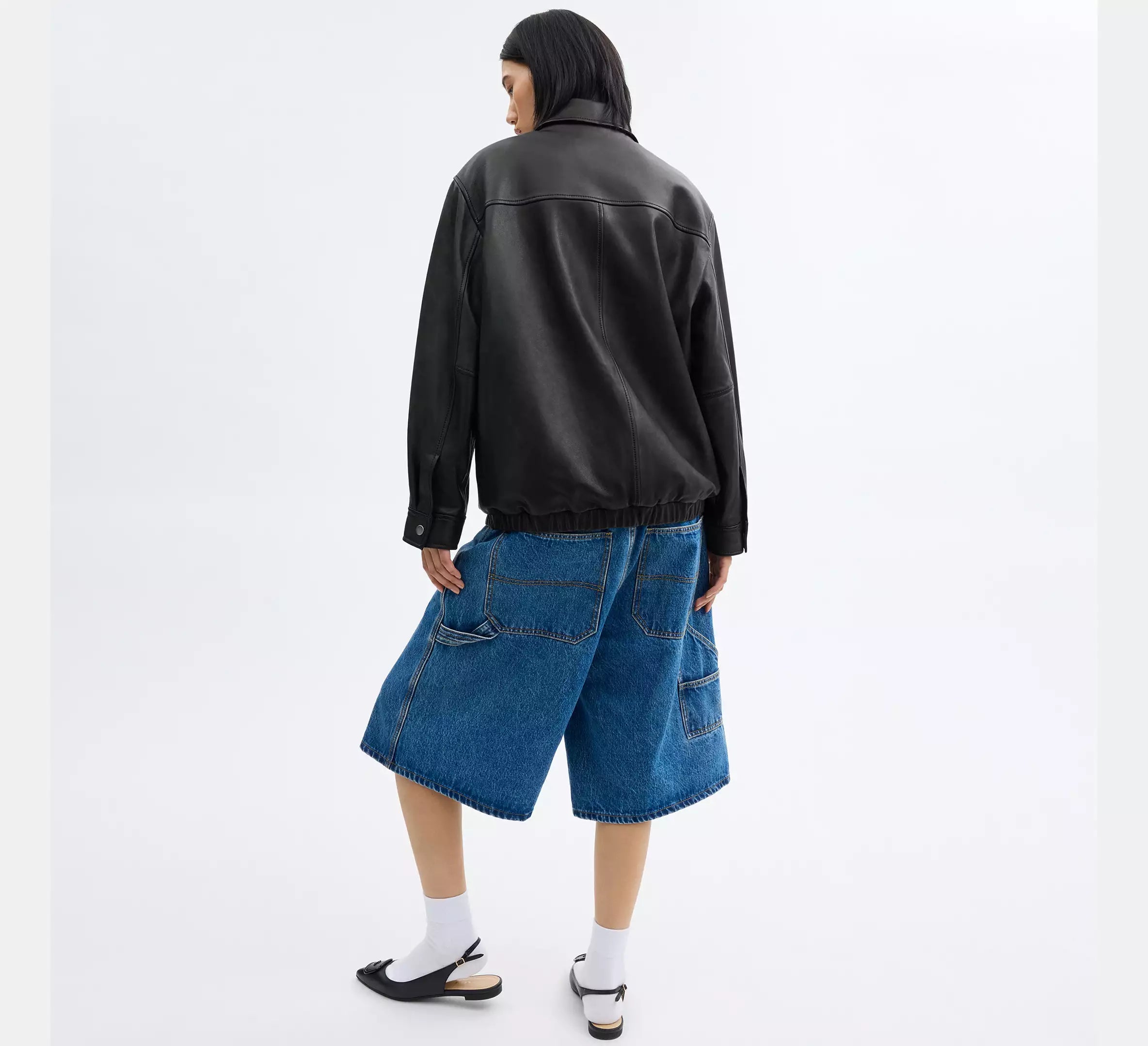 Coach Oversized Leather Jacket - Black