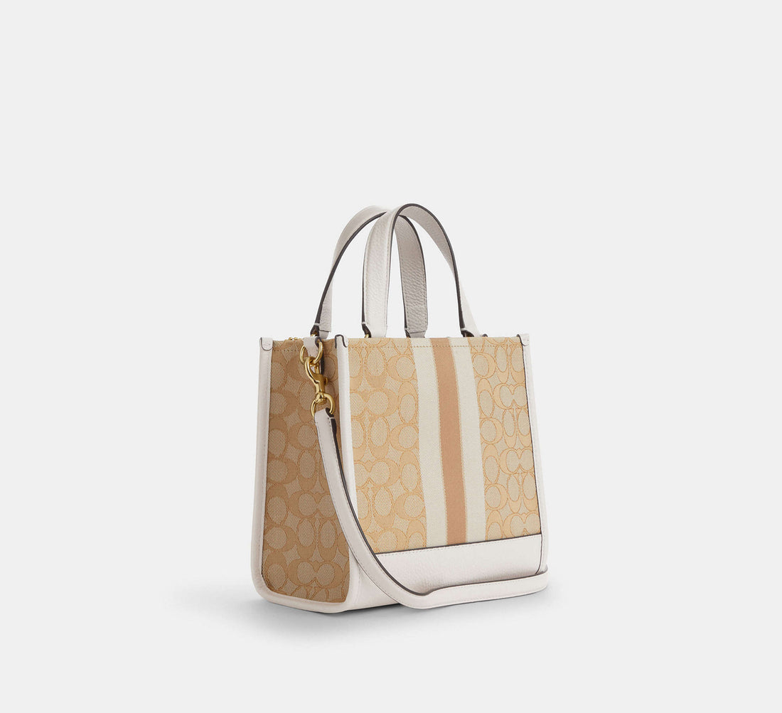 Dempsey Tote Bag 22 In Signature Jacquard With Stripe And Coach Patch