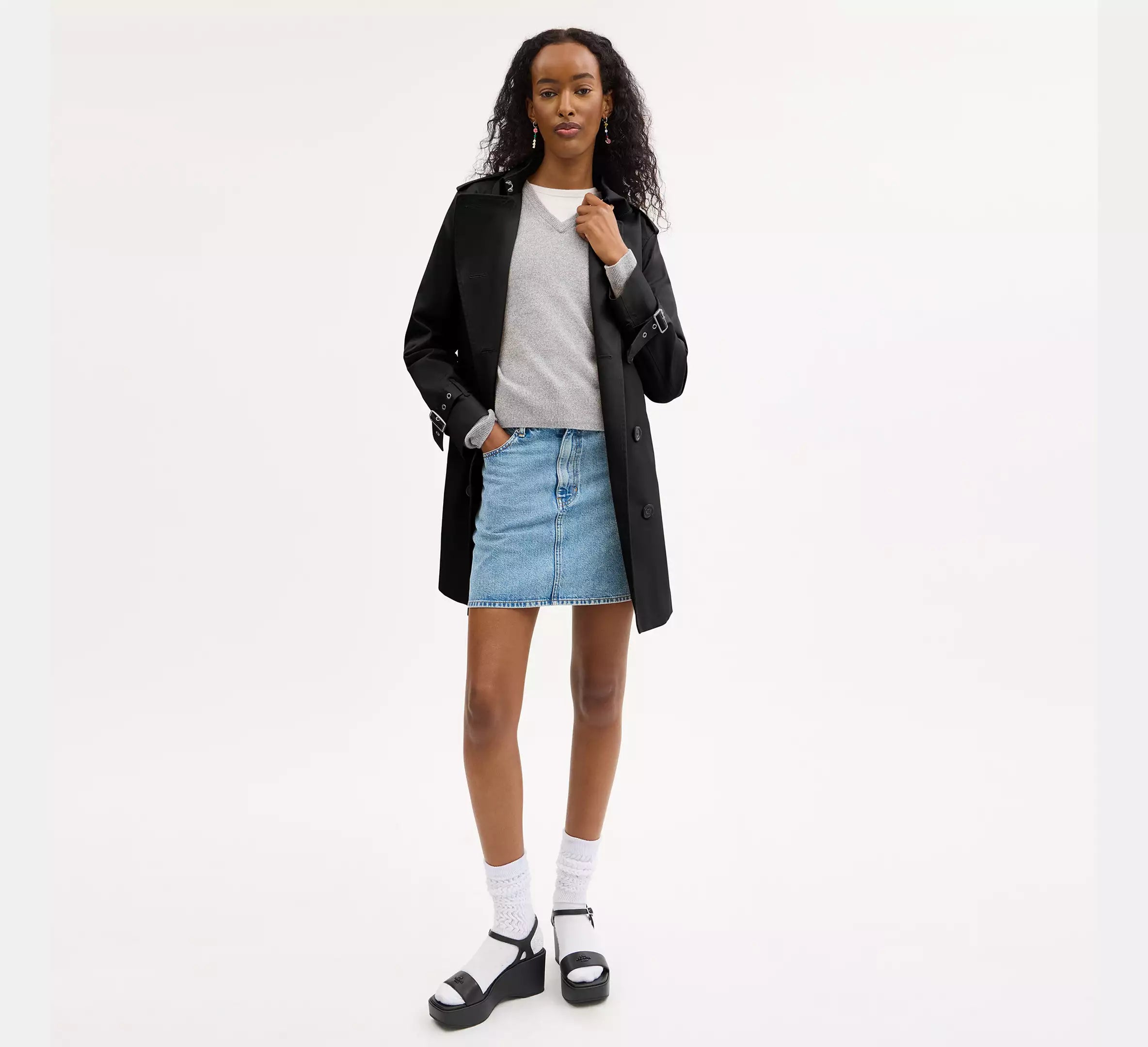 Coach  Solid Mid Trench - Black