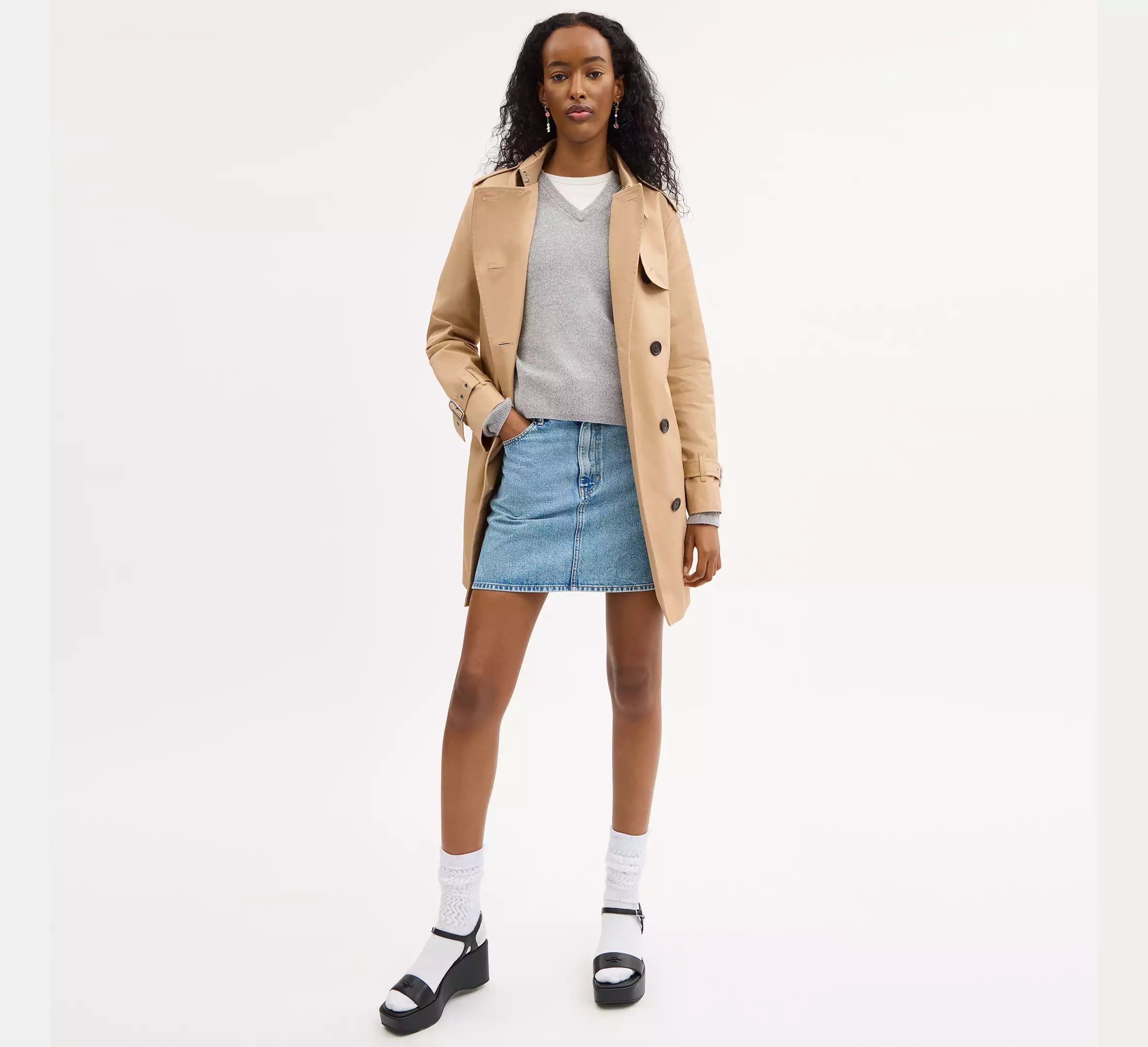 Coach  Solid Mid Trench - Classic Khaki