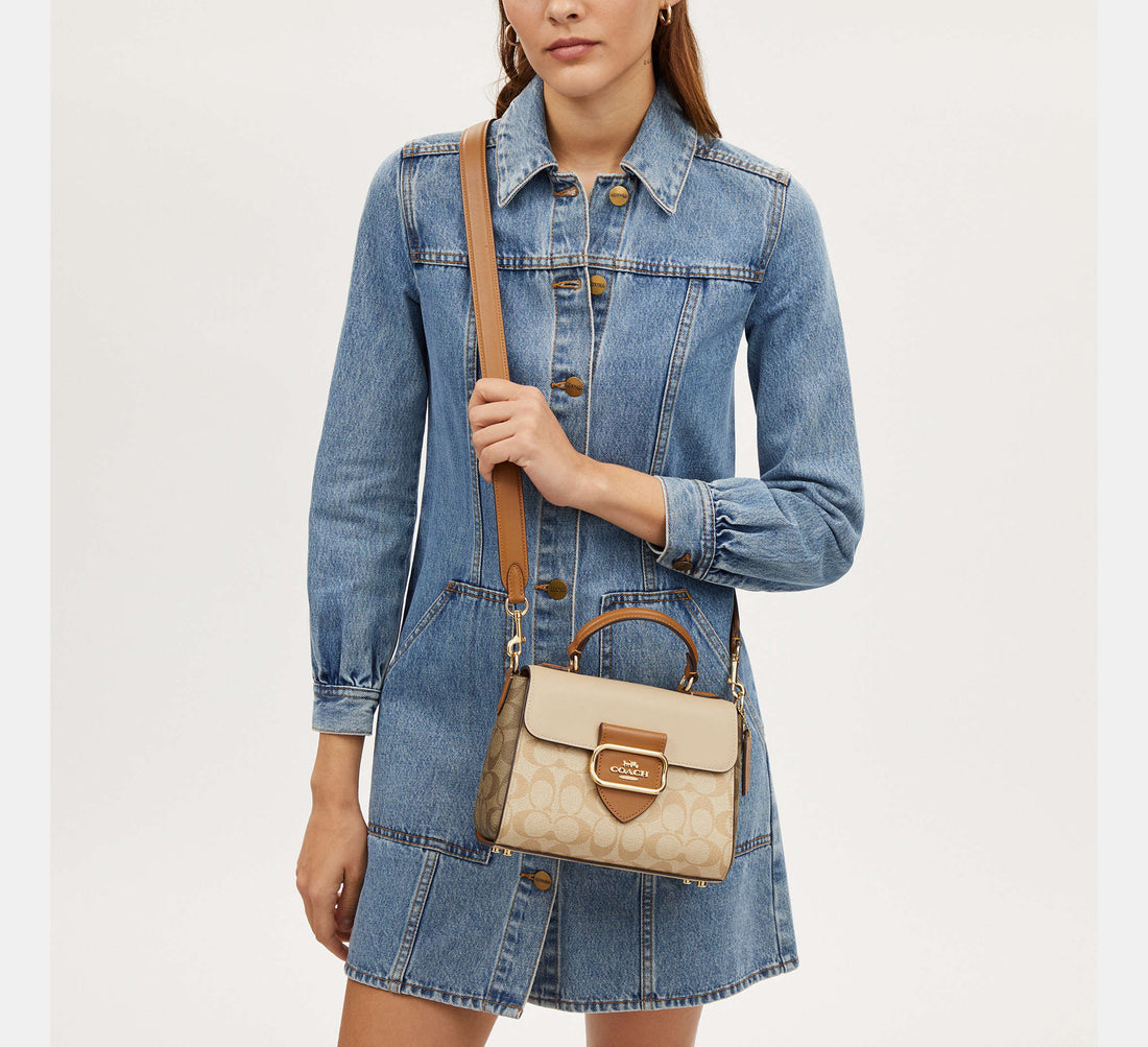 Coach Morgan Top Handle Satchel In Colorblock Signature Kadın Deri Çanta