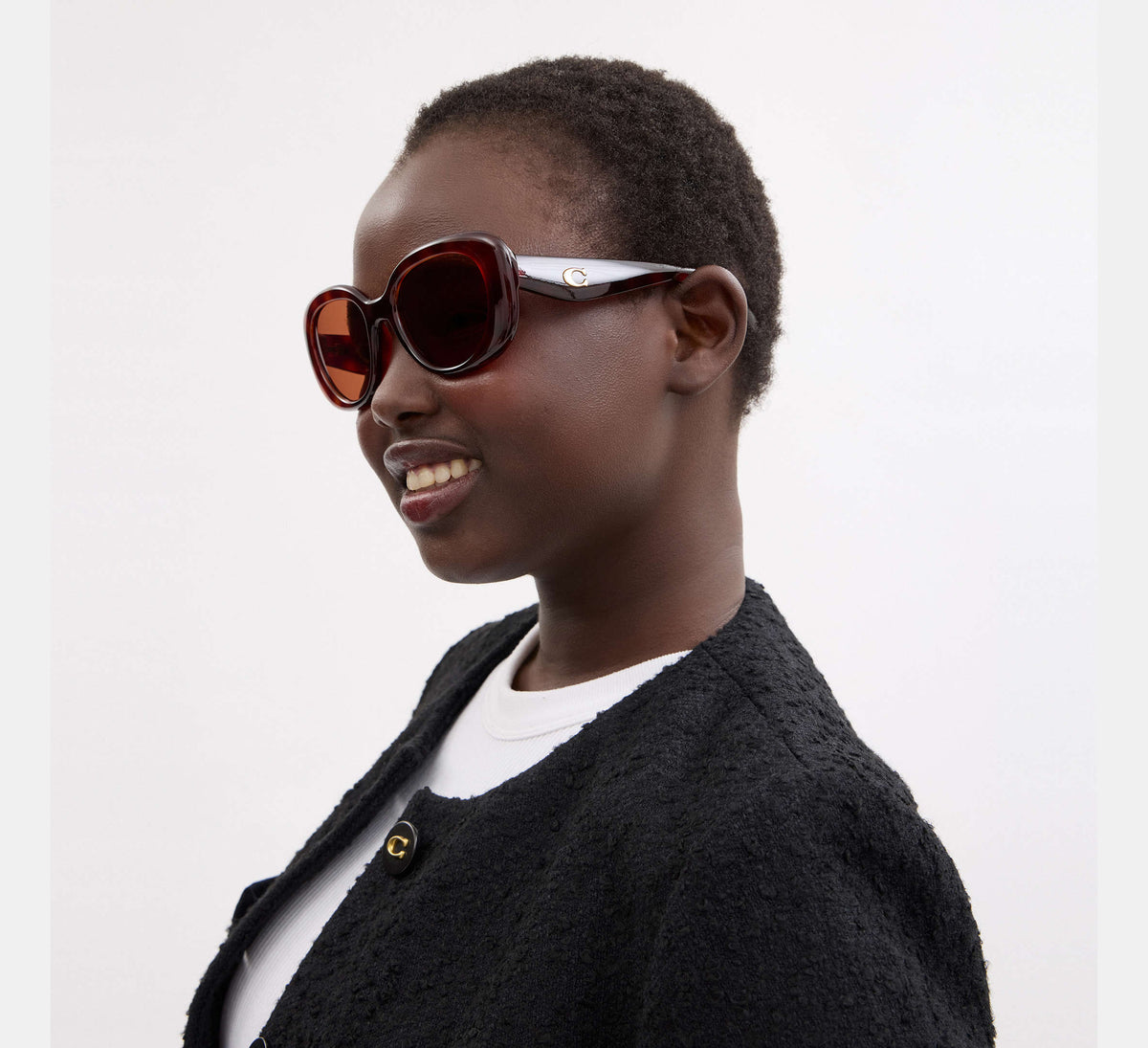 Coach C Hardware Round Sunglasses  - Tortoise Brown
