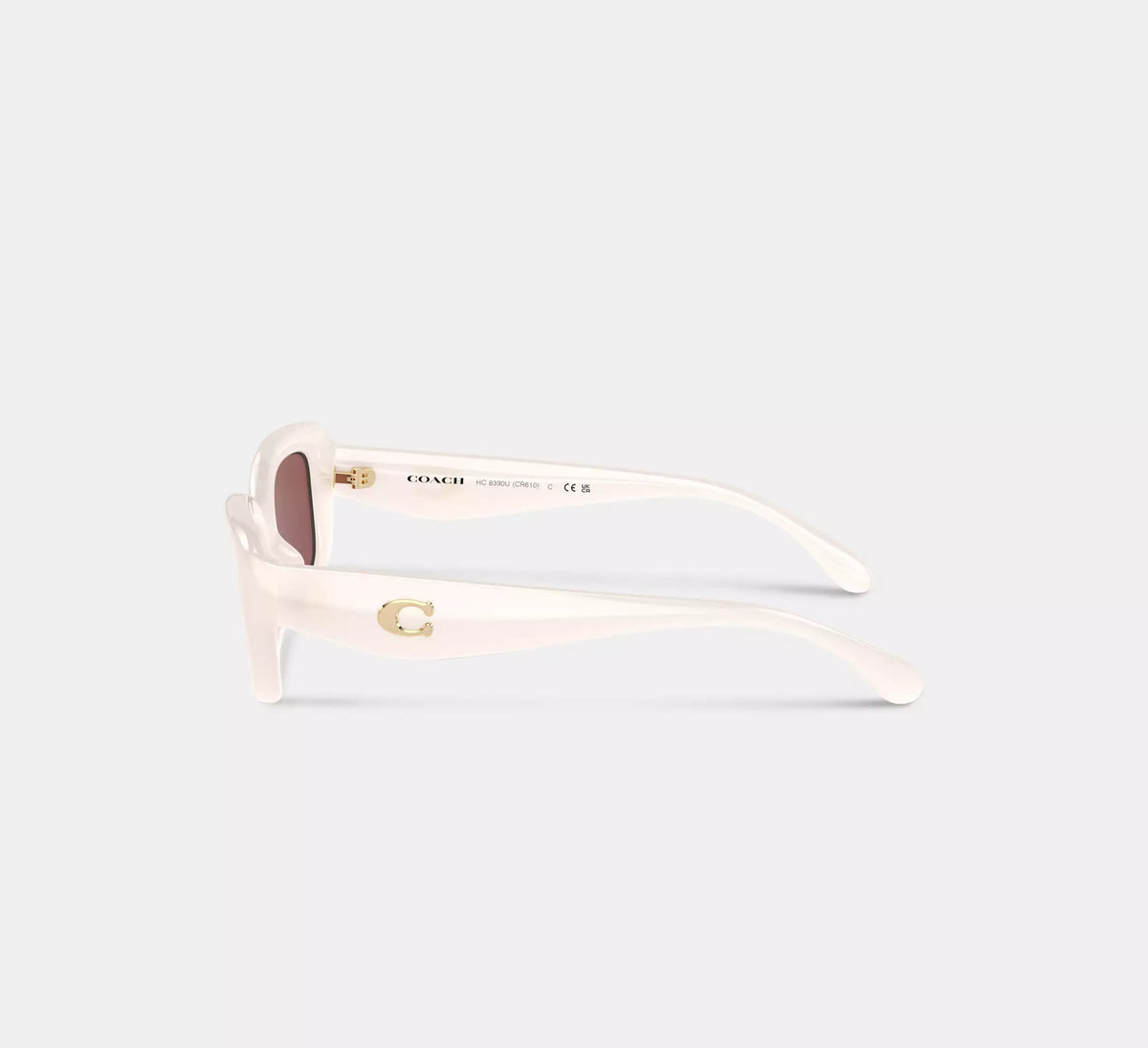Coach C Hardware Narrow Rectangle Sunglasses  -  Milky Ivory