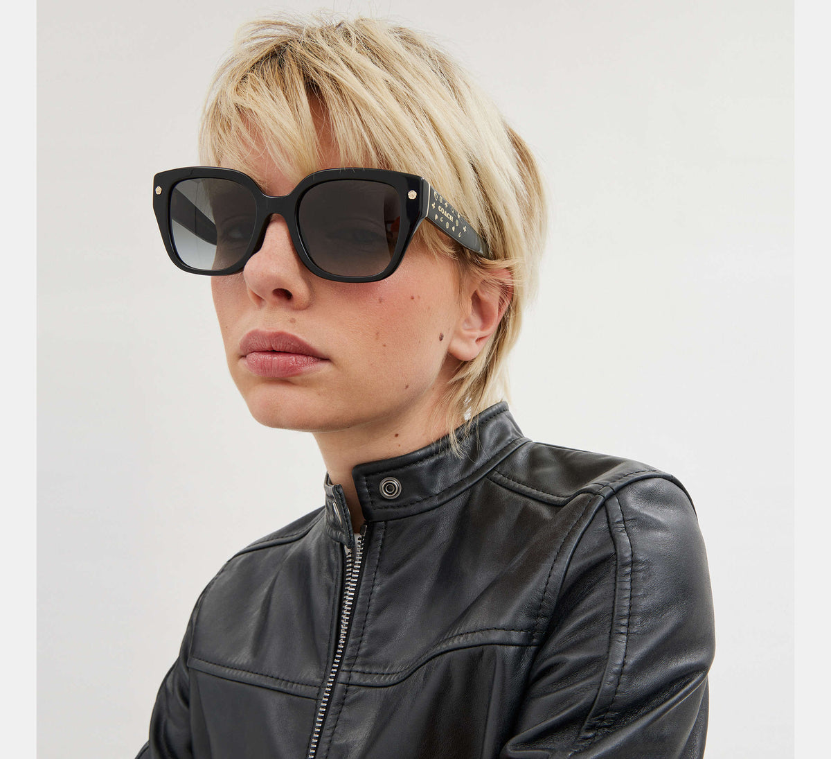 Coach Charms Oversized Square Sunglasses  -  Black