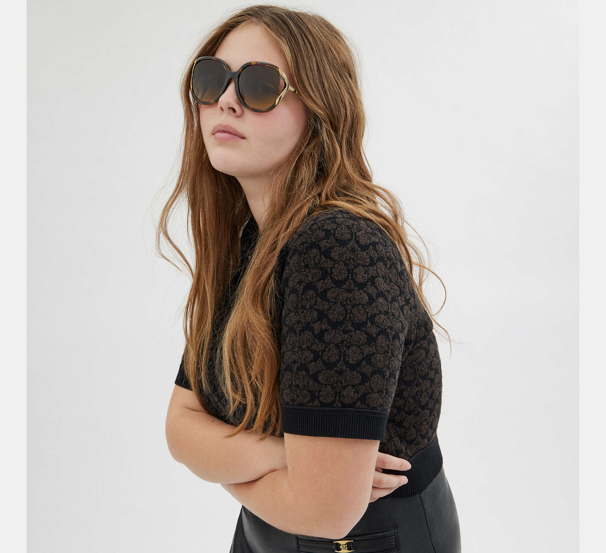 Coach Bandit Oversized Square Sunglasses  -   Dark Tortoise/Gold