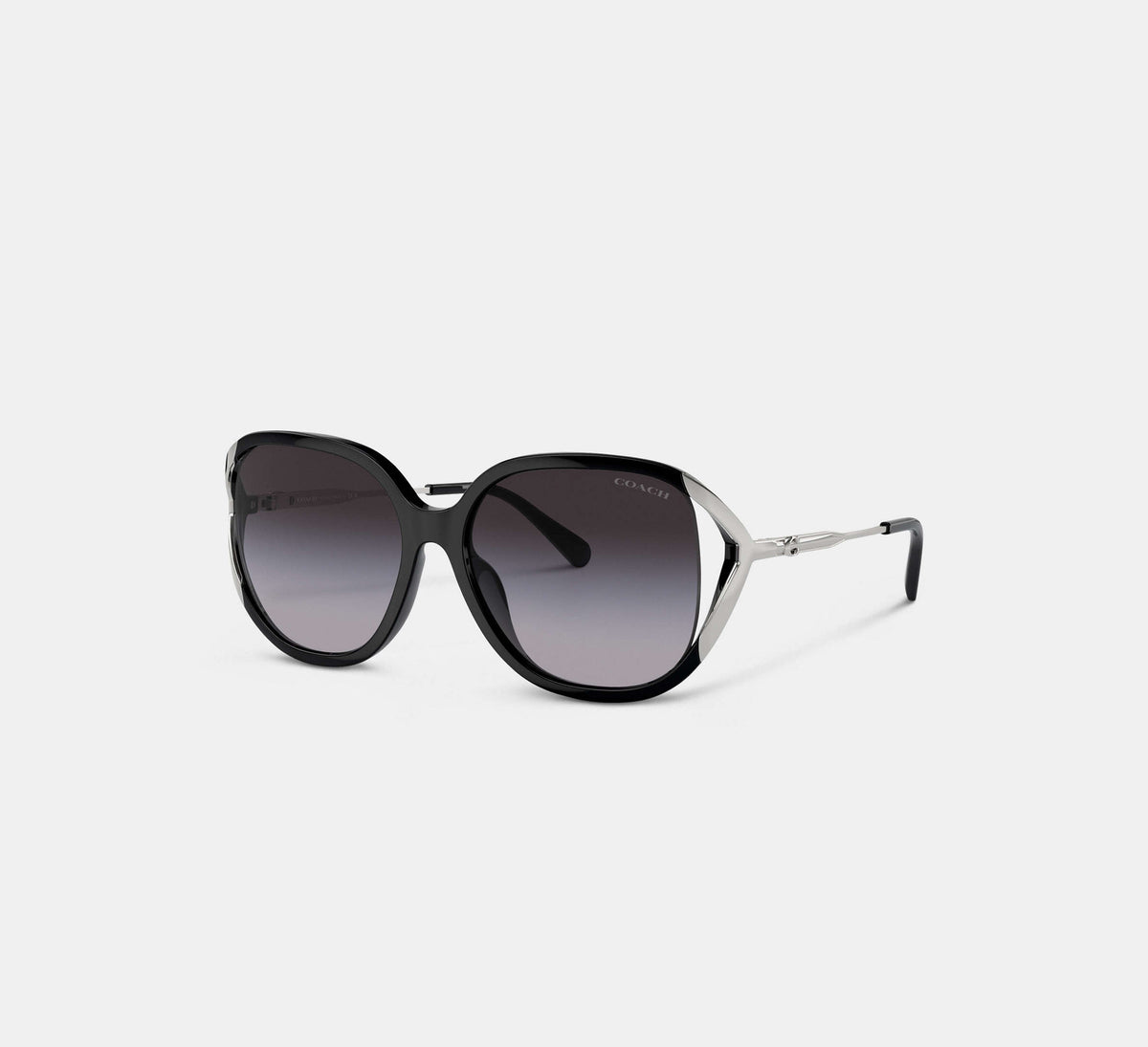 Coach Bandit Oversized Square Sunglasses  -    Black/Silver