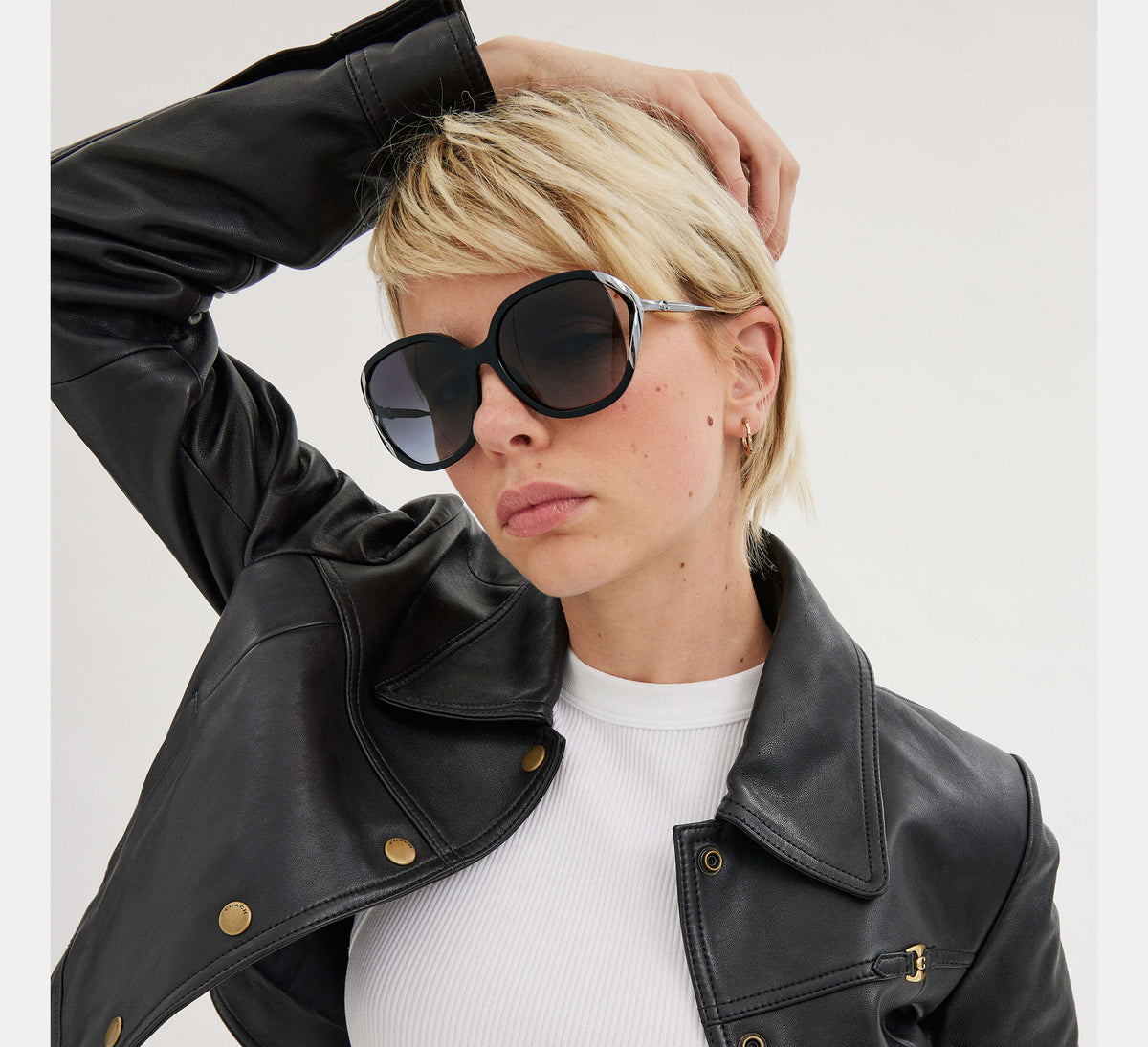 Coach Bandit Oversized Square Sunglasses  -    Black/Silver