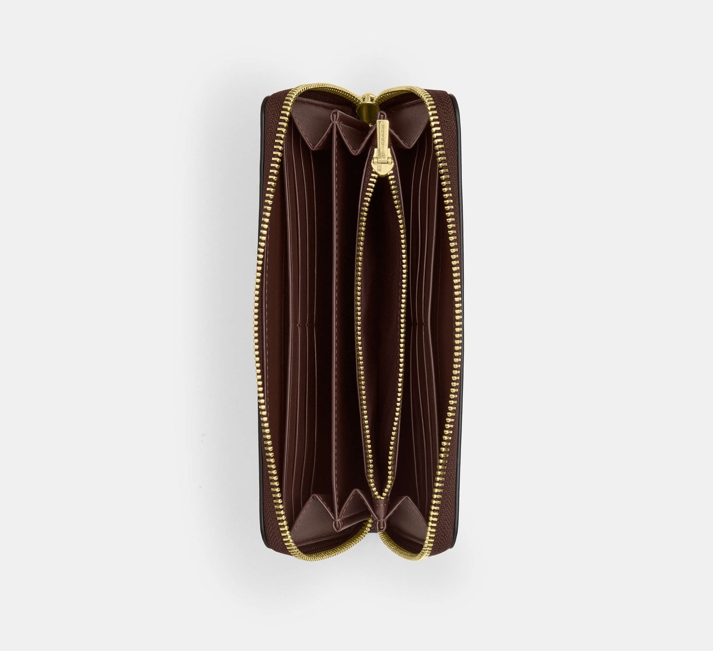 Coach Long Zip Around Wallet - Gold/Maple