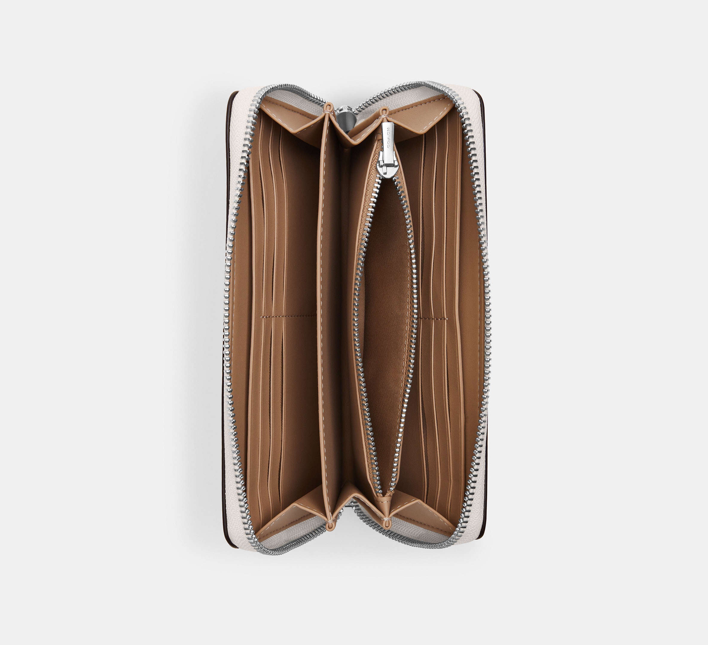 Coach Long Zip Around Wallet - Silver/Chalk