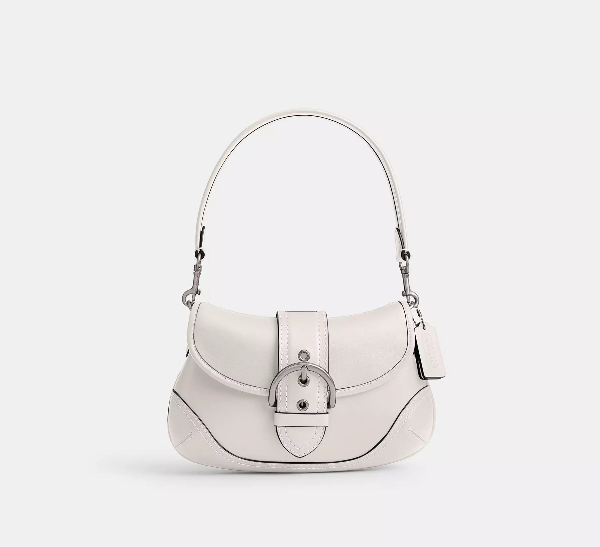 バッグ COACH Flap Soho Cotton Lether handbag Coach Soho Flap Bag In Regenerative Leather SEZON - Silver/Chalk
