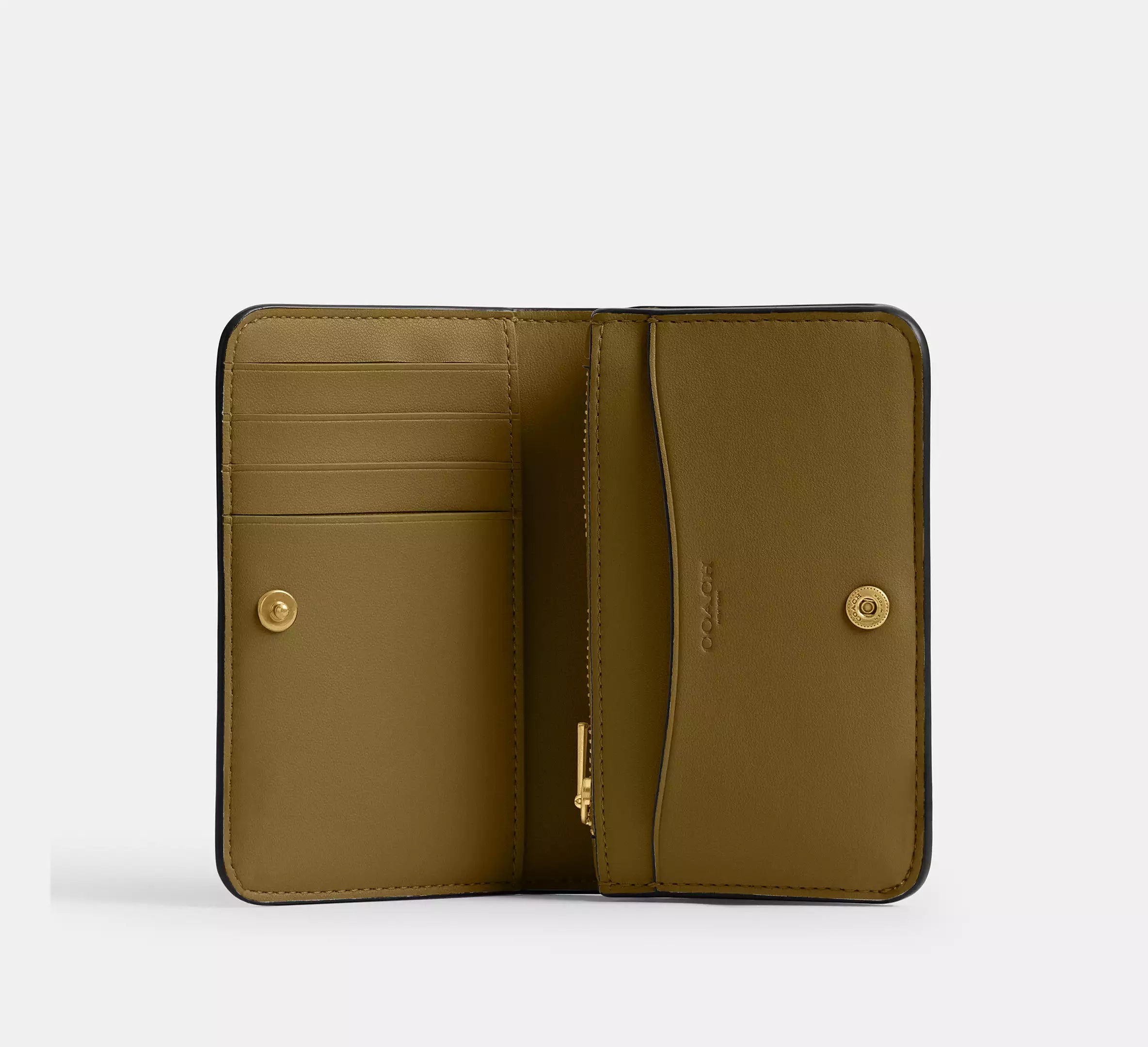 Coach Essential Slim Card Case  -   Brass/Muted Olive