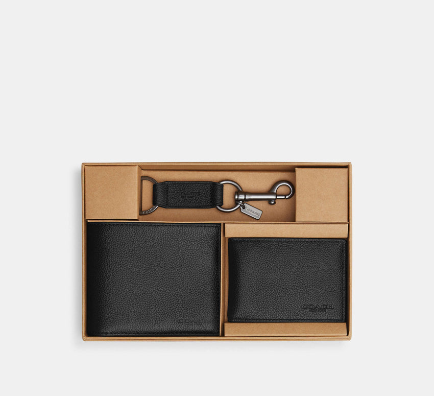 Coach Boxed 3-In-1 Wallet Gift Set -  Black