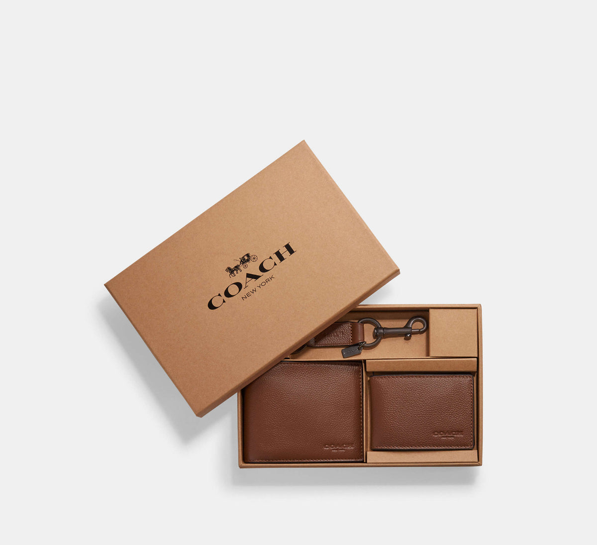 Coach Boxed 3 In 1 Wallet Gift Set - Dark Saddle