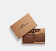 Coach Boxed 3 In 1 Wallet Gift Set - Dark Saddle