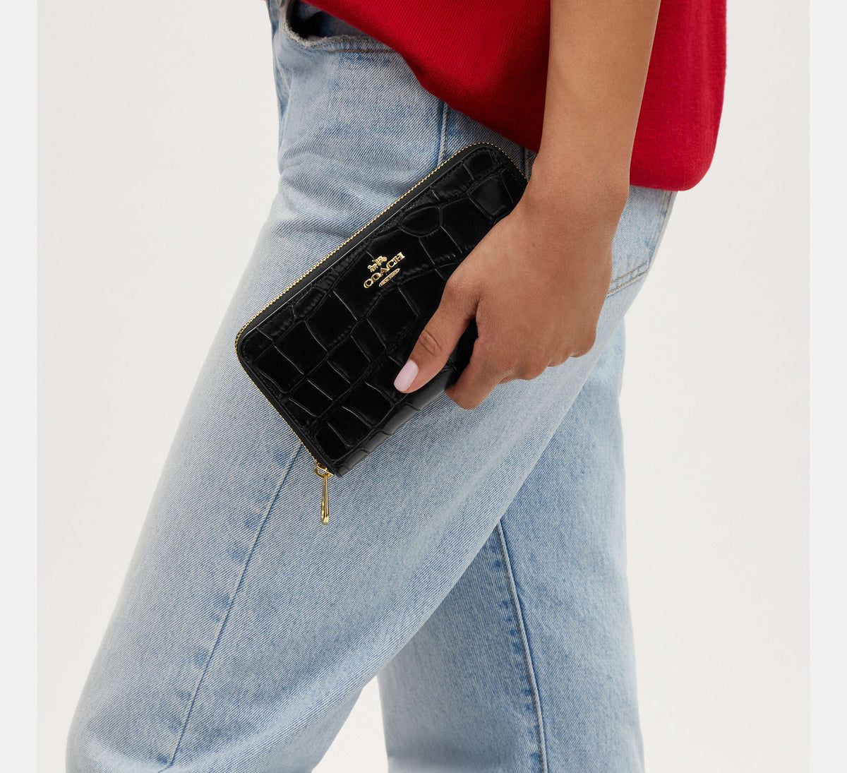 Coach Long Zip Around Wallet - Gold/Black