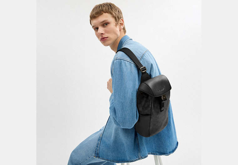 Coach Racer Pack In Signature Gunmetal/Charcoal/Black