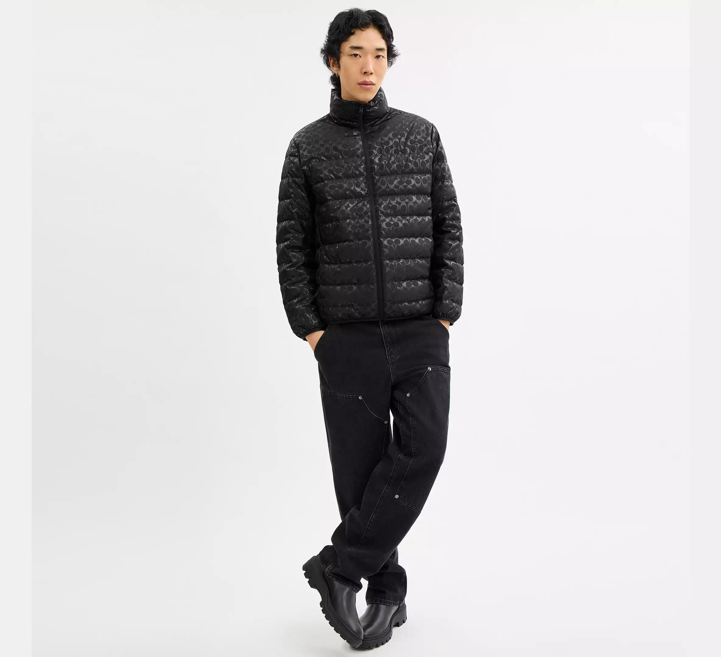 Coach Lightweight Down Jacket In Recycled -  Black