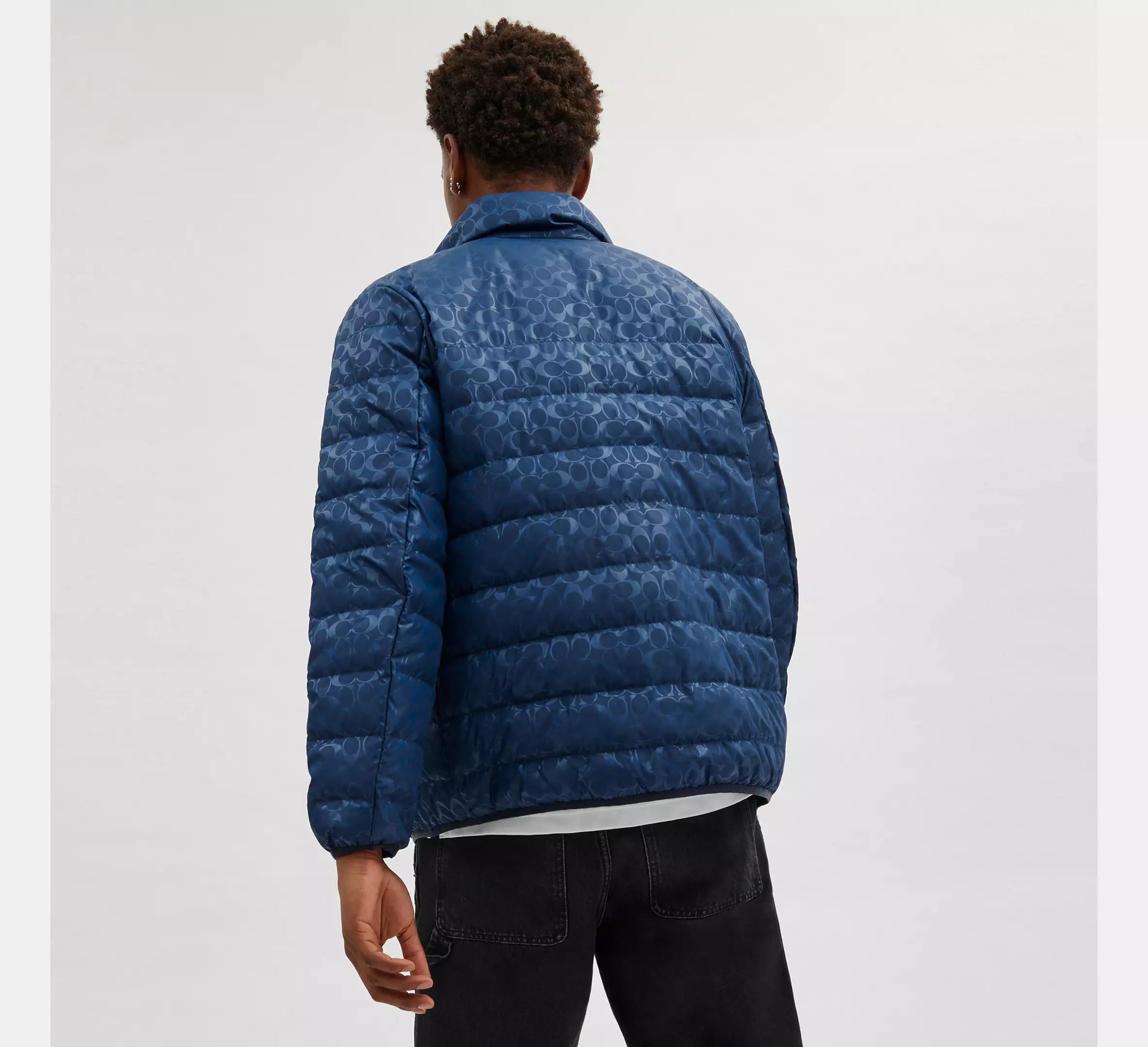 Coach Lightweight Down Jacket In Recycled -  Washed Navy