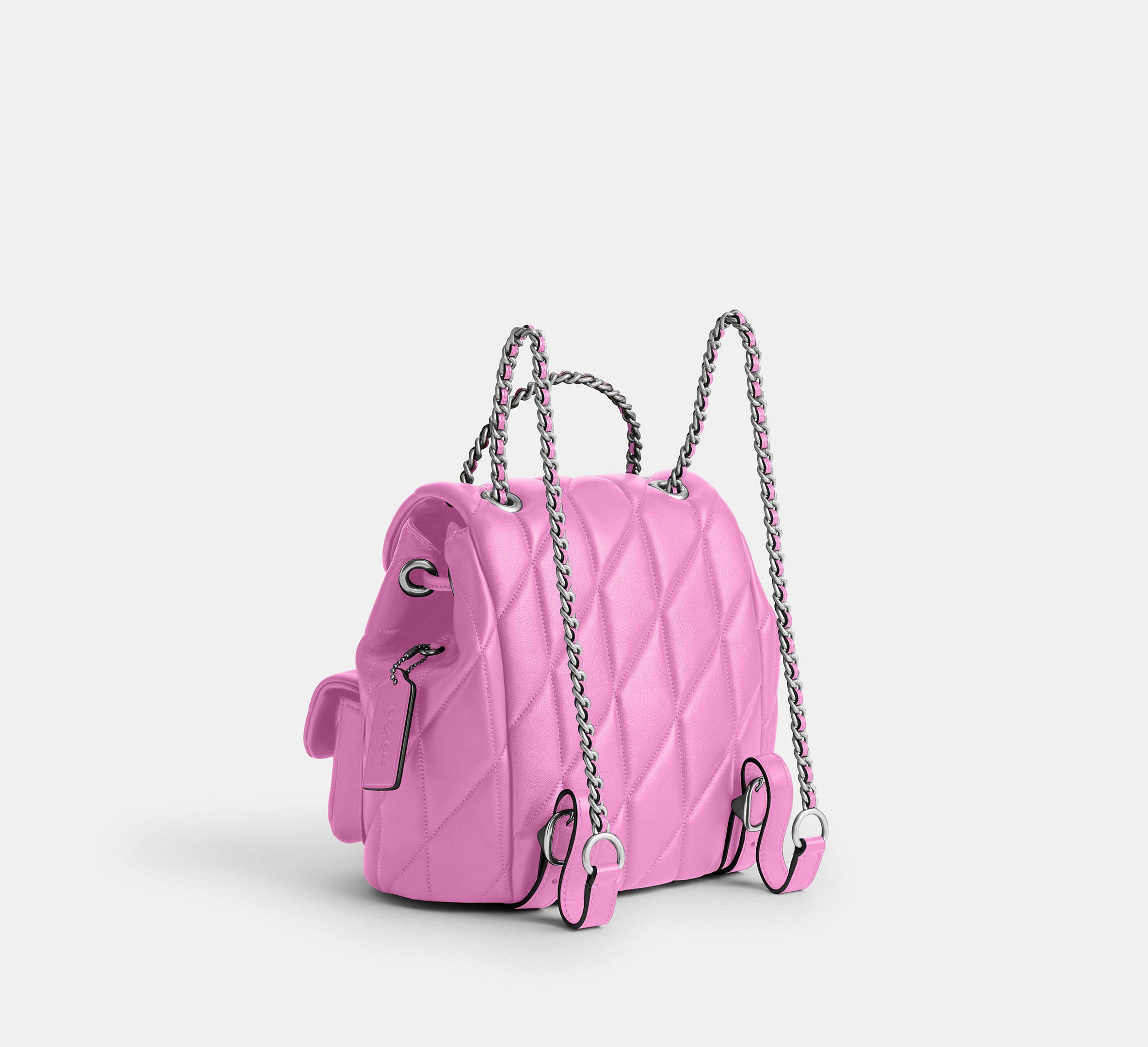 Coach Tabby Backpack With Pillow Quilting - Silver/Fuschia