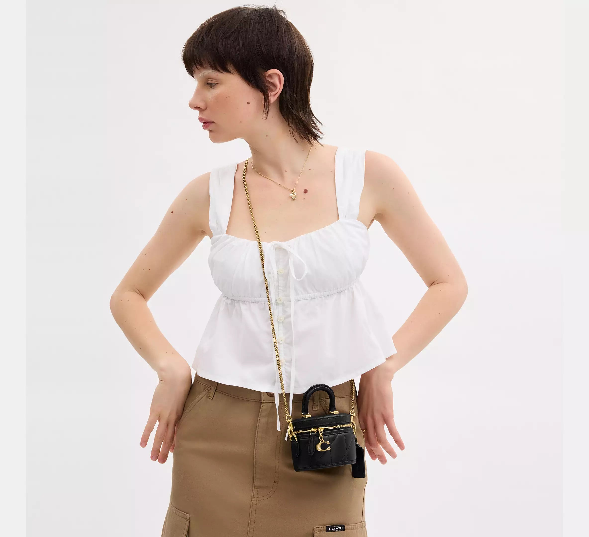 Coach Trail Crossbody Bag 12 With Pillow Quilting - Brass/Black