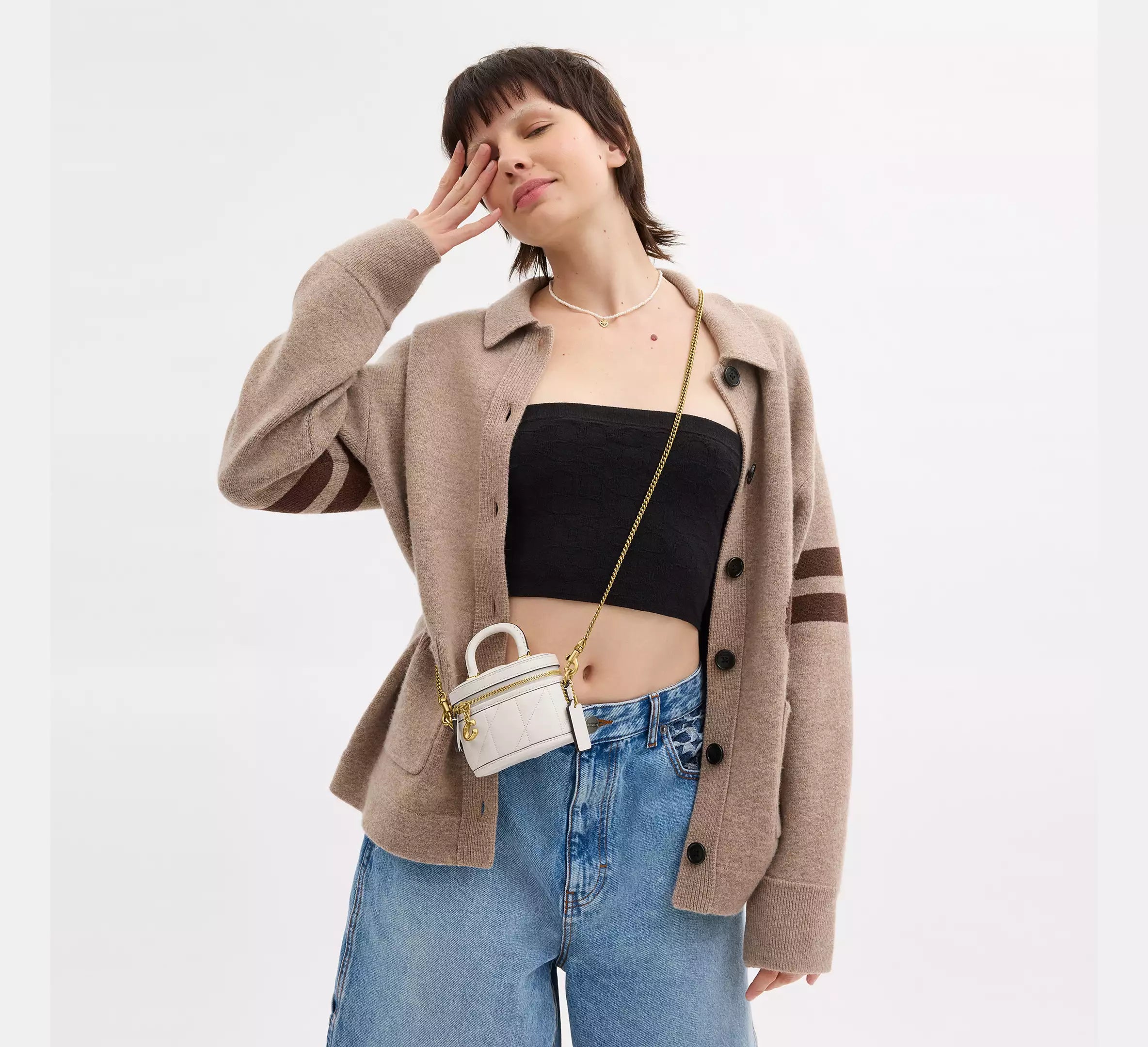 Coach Trail Crossbody Bag 12 With Pillow Quilting - Brass/Chalk