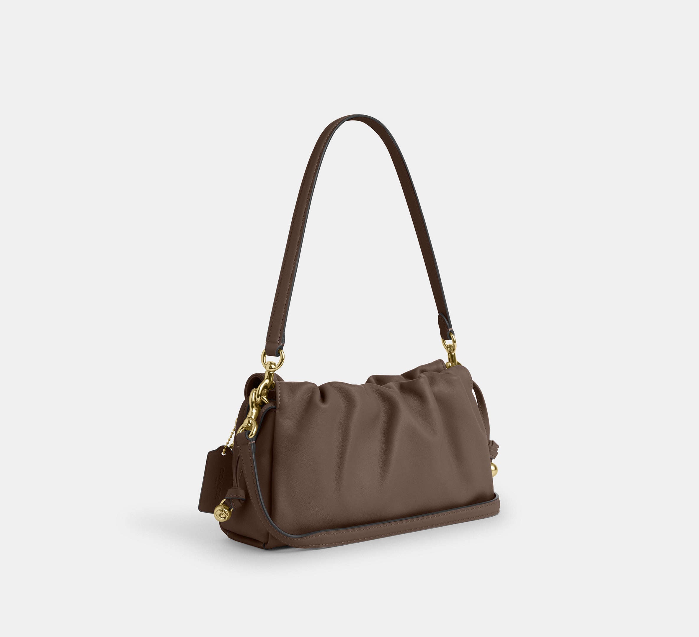 Coach Faye Shoulder Bag With Ruching - Gold/Dark Stone