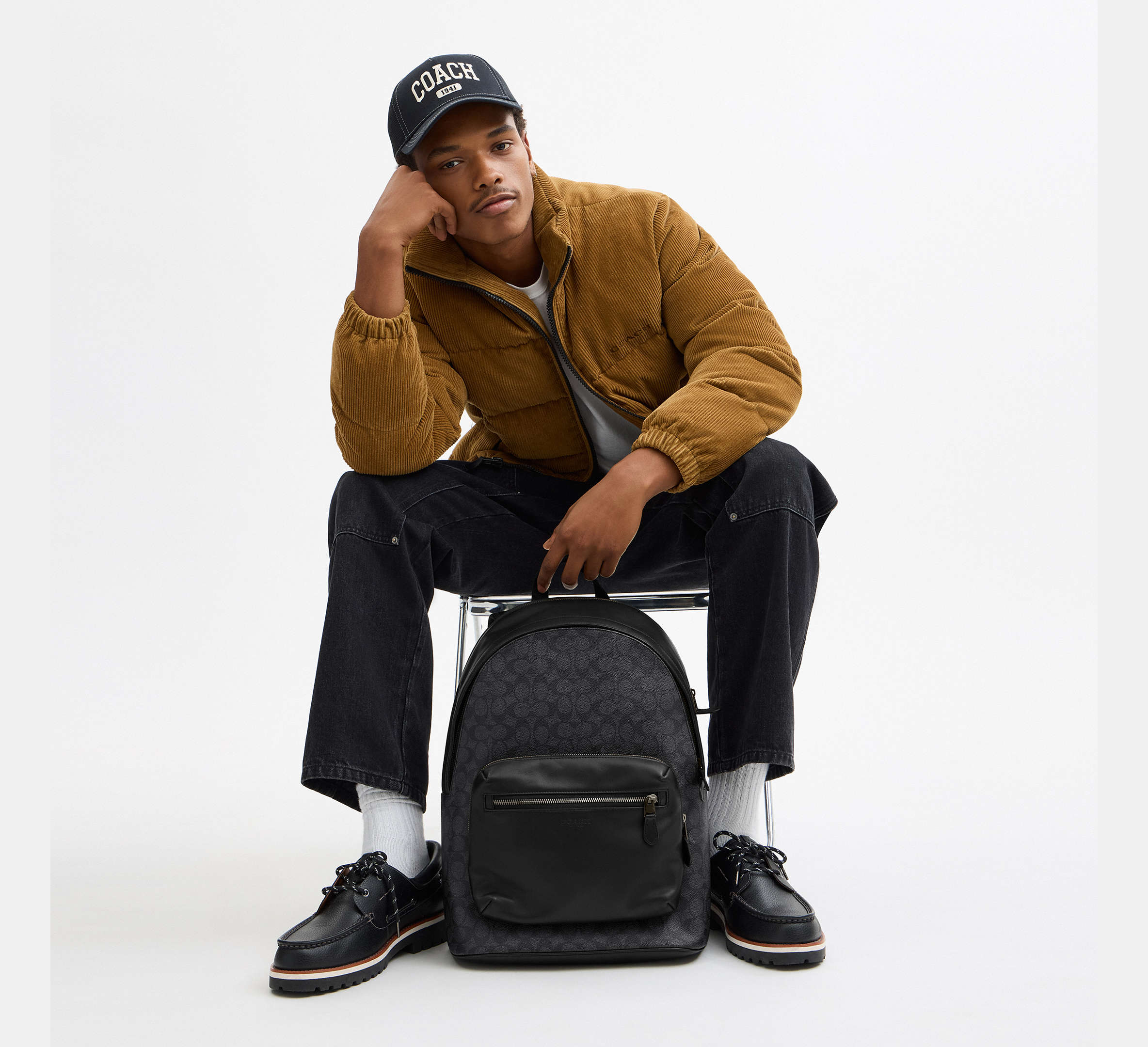 Coach West Backpack In Signature  - Gunmetal/Charcoal/Black