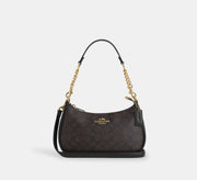 Coach Teri Shoulder Bag In Signature - Gold/Walnut/Black - Hemen Teslimde