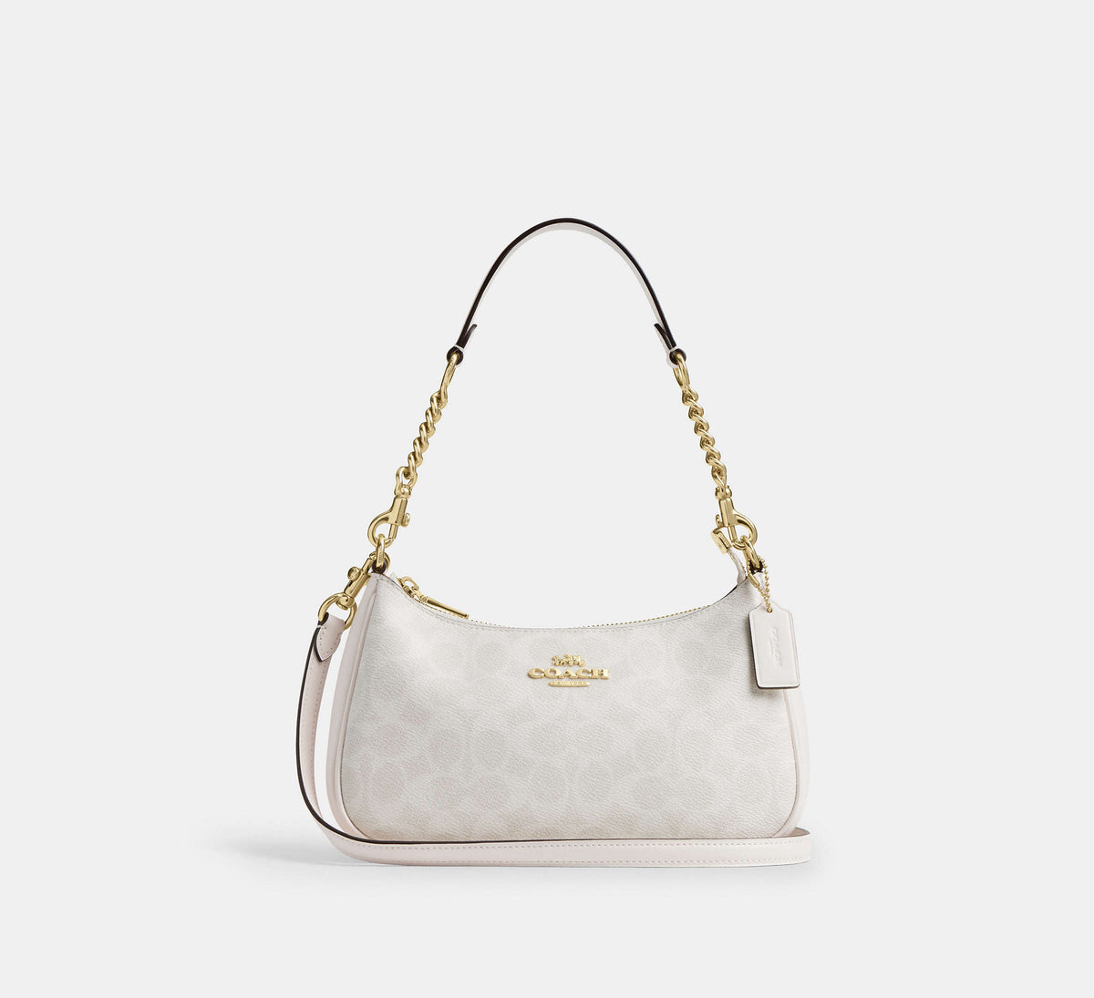 Coach Teri Shoulder  Bag In Signature - Gold/White/Chalk - Hemen Teslimde
