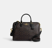 Coach Rowan Large Satchel Bag In Signature - Gold/Walnut/Black