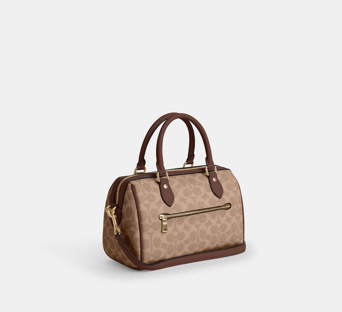 Coach Rowan Satchel Bag In Signature -  Gold/Tan/Brown - Hemen Teslimde